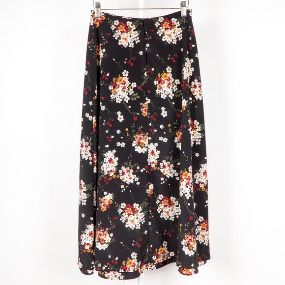 LA Belle VTG Maxi Skirt 3 Juniors Black Floral White Red Orange Long Modest USA - Picture 6 of 8